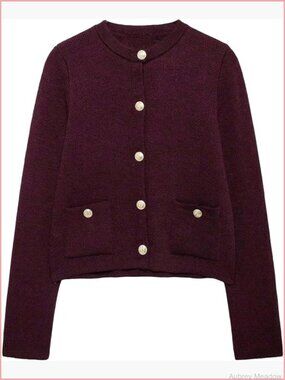 Womens Old Money Button Up Cardigan Sweater Formal Fall Outerwear with Pockets
